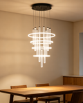 Contemporary 24-Inch Ring LED Ceiling Light – Multi-Tube Frosted Glass Chandelier, 4 Finish Options LHB-001